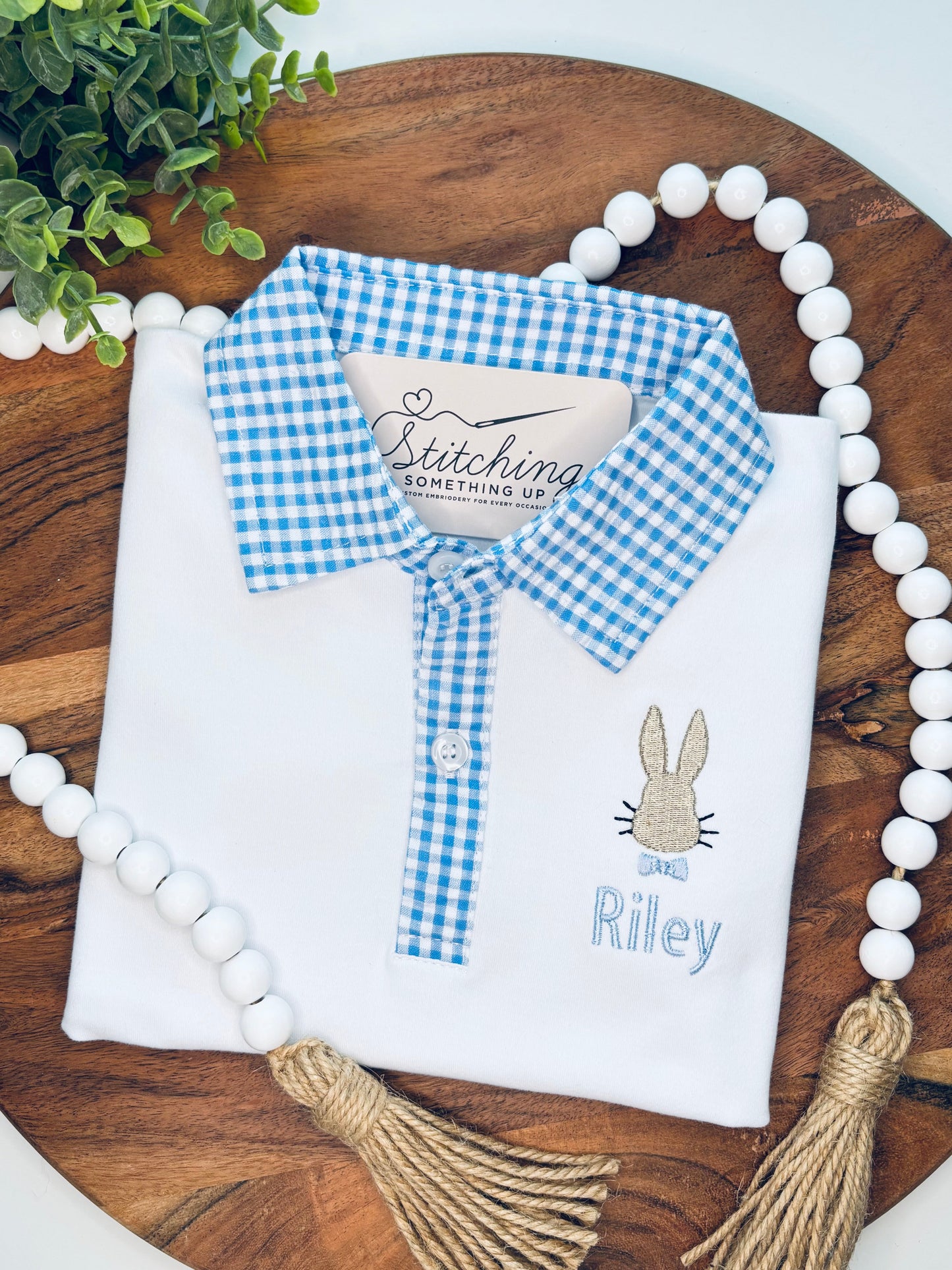 Boy Easter Bunny Monogram Polo