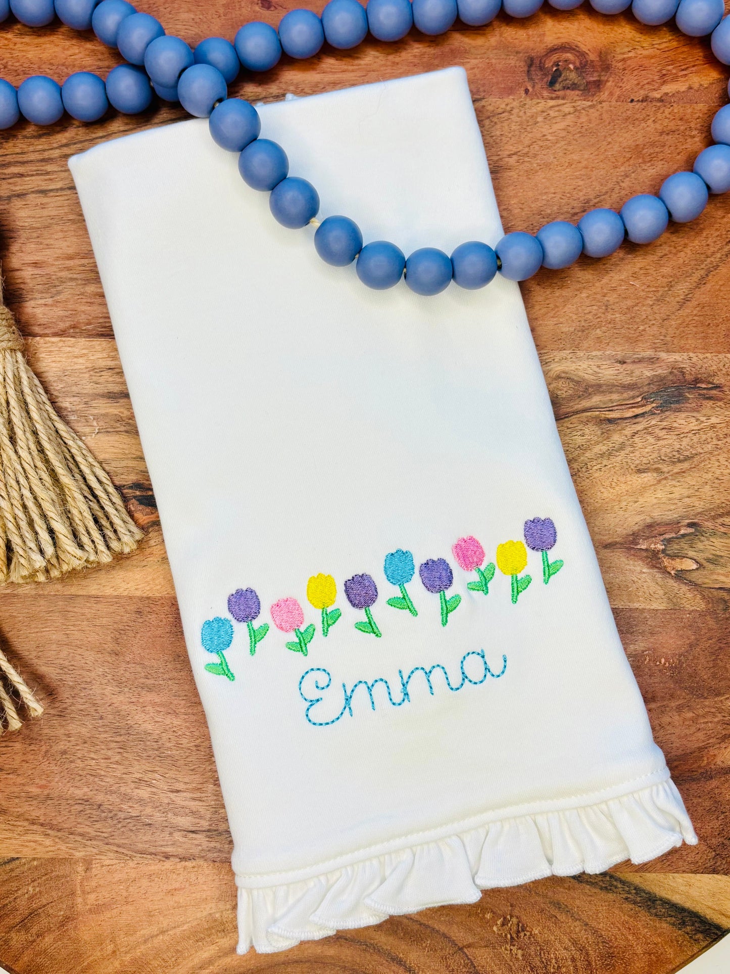 Personalized Baby Girl Burp Cloth & Bib Set
