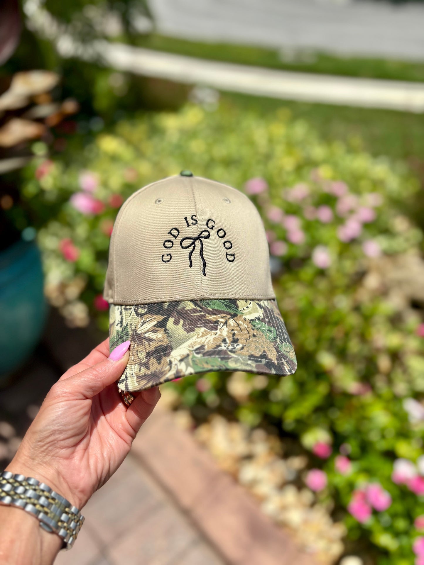 God is Good Embroidered Camo Hat