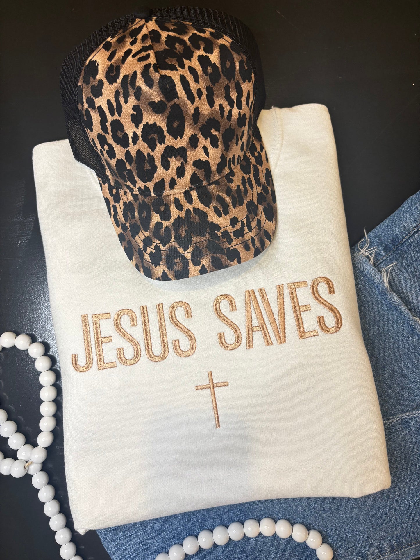 Jesus Saves Embroidered Sweatshirt - ANY COLOR