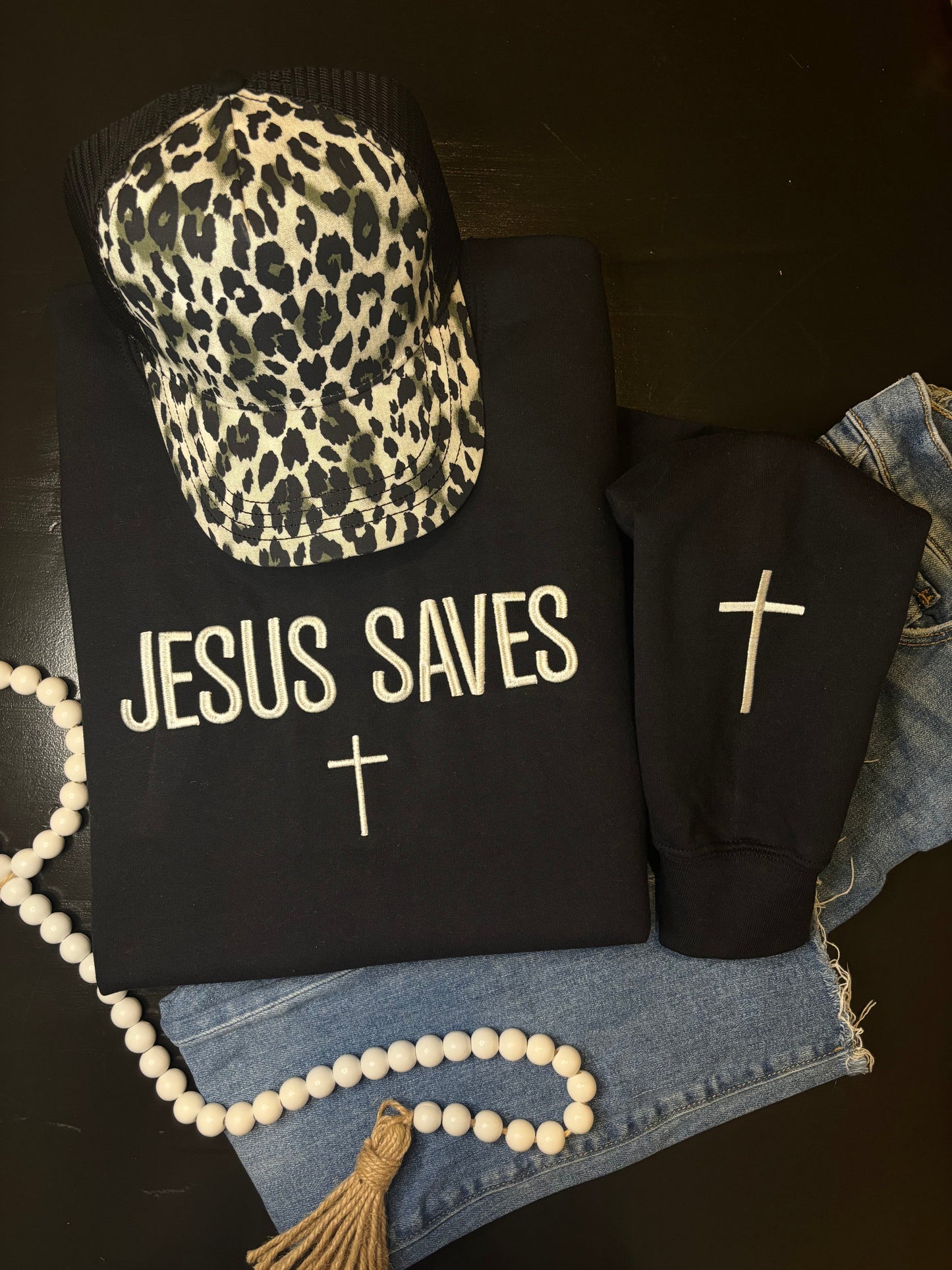 Jesus Saves Embroidered Sweatshirt - ANY COLOR