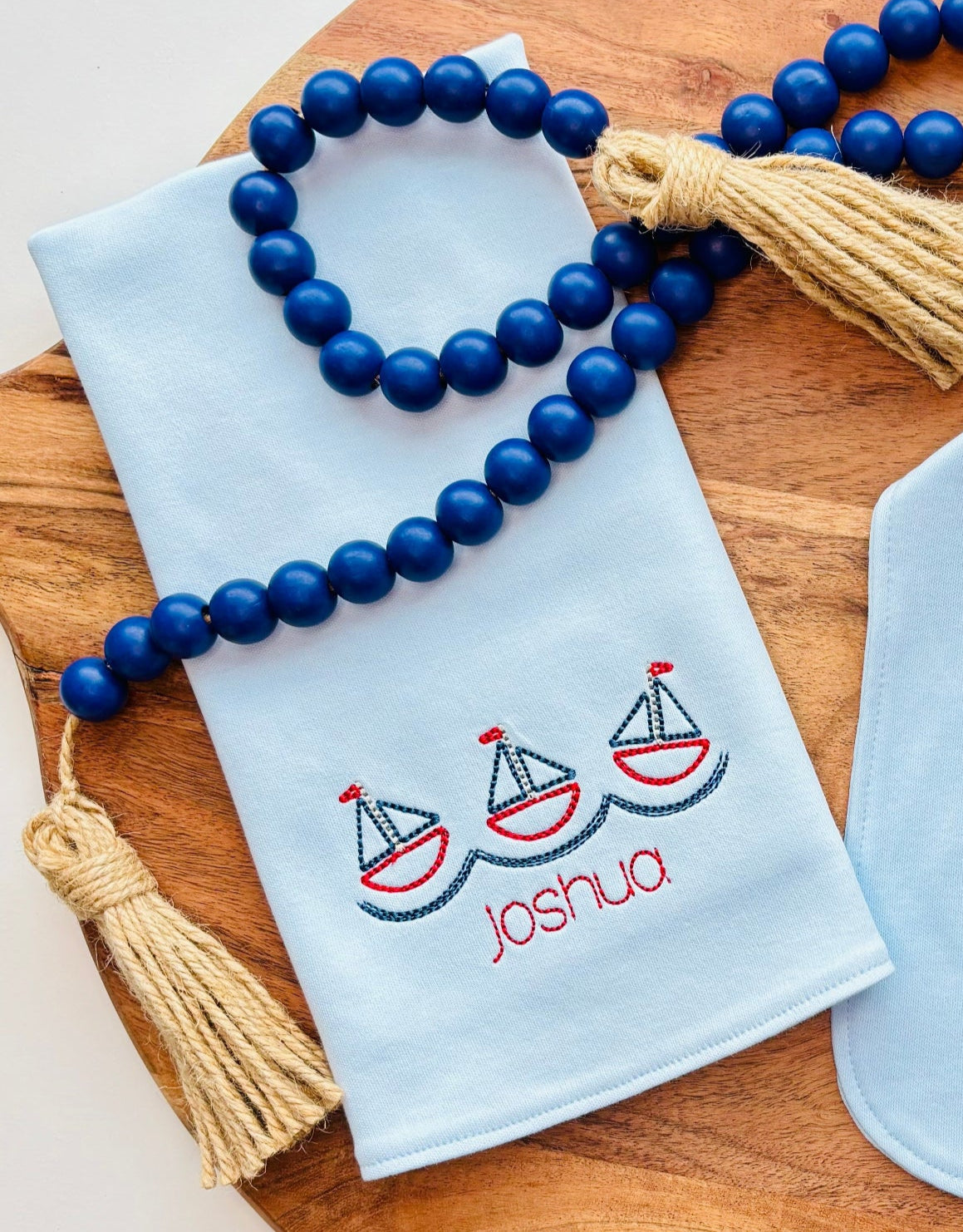 Personalized Baby Boy Burp Cloth & Bib Set