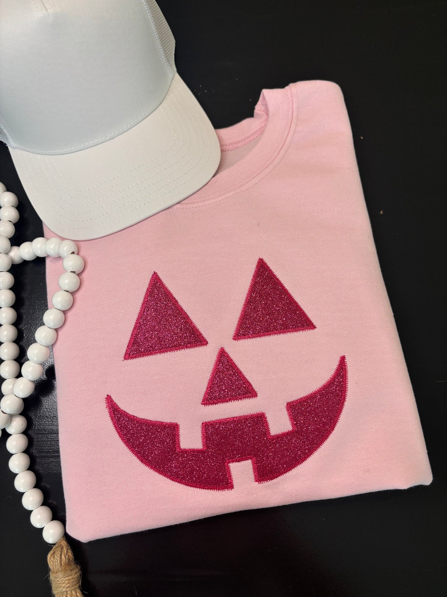Sand Jack O'Lantern Sweatshirt - Glitter Applique