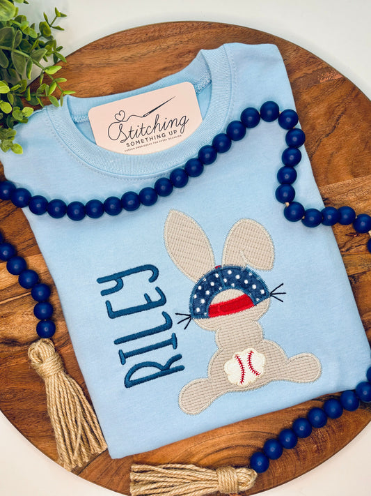 Baseball Bunny Applique Tee