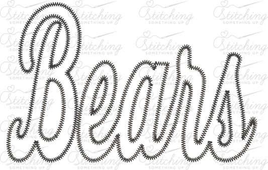 Bears Script Zig-Zag Appliqué Embroidery Design – Digital Download