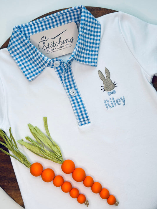 Boy Easter Bunny Monogram Polo