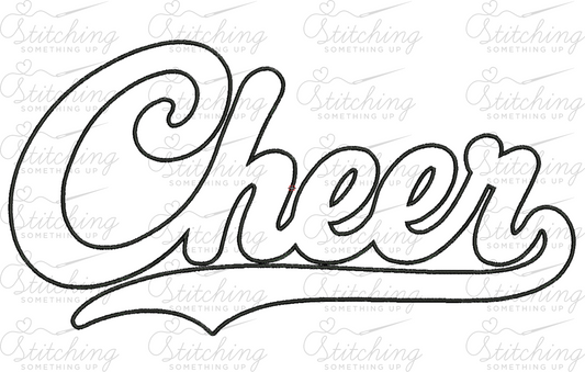 Cheer Retro Satin Stitch Embroidery Design – Digital Download