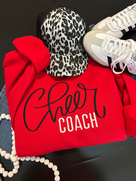 Cheer Coach Embroidered Sweatshirt – ANY TEAM - ANY COLOR