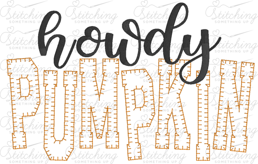 Howdy Pumpkin Appliqué Embroidery Design – Digital Download