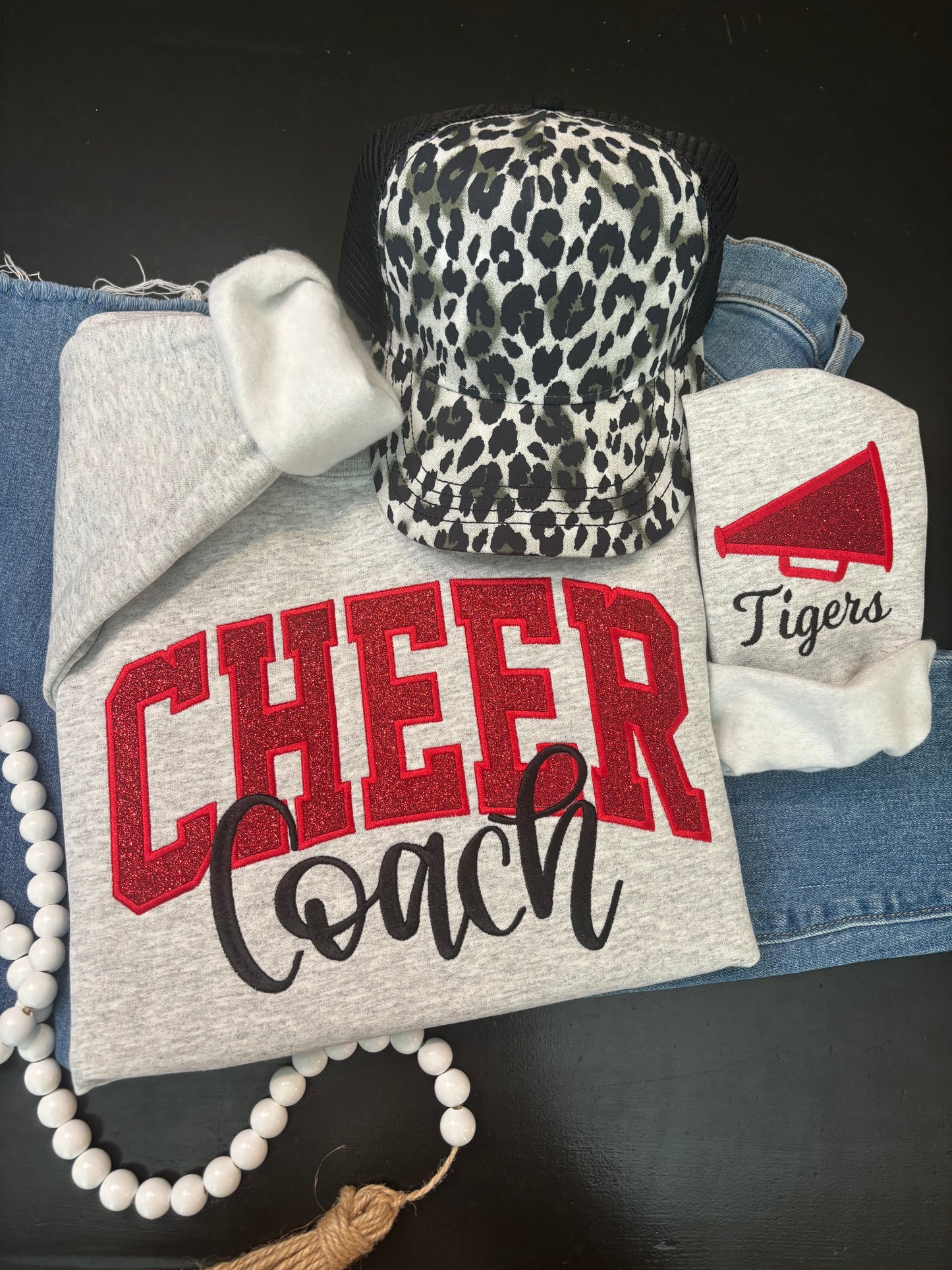 Custom Glitter Appliqué Cheer Coach Sweatshirt - ANY COLOR