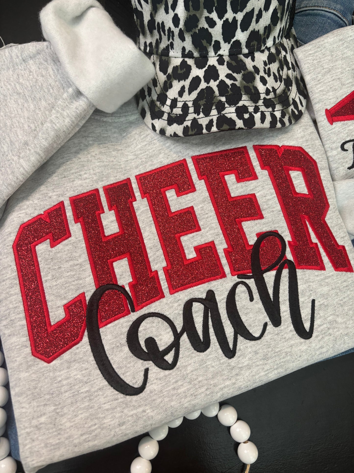 Custom Glitter Appliqué Cheer Coach Sweatshirt - ANY COLOR