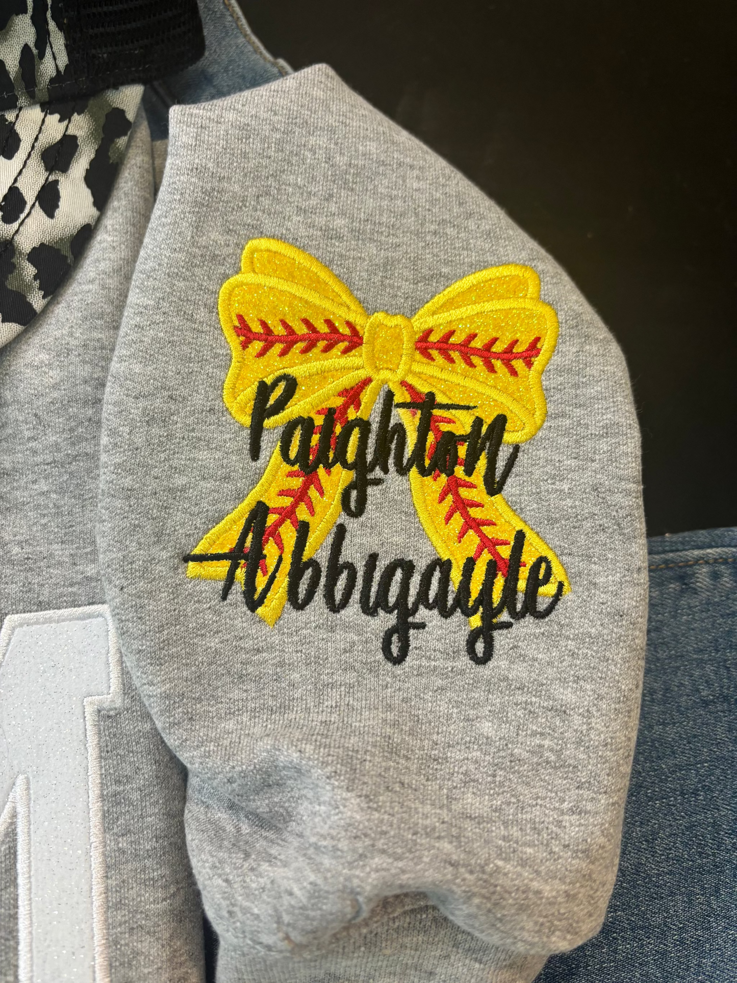 Glitter Appliqué Softball Mom Sweatshirt - ANY COLOR