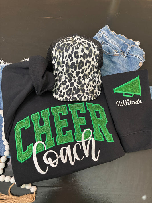 Custom Glitter Appliqué Cheer Coach Sweatshirt - ANY COLOR