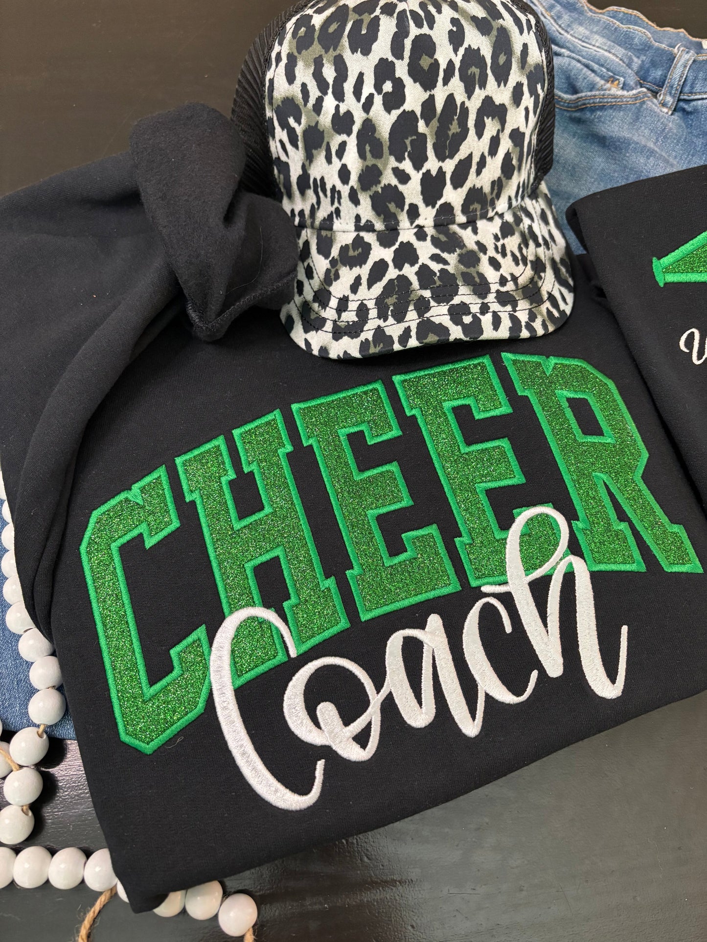 Custom Glitter Appliqué Cheer Coach Sweatshirt - ANY COLOR