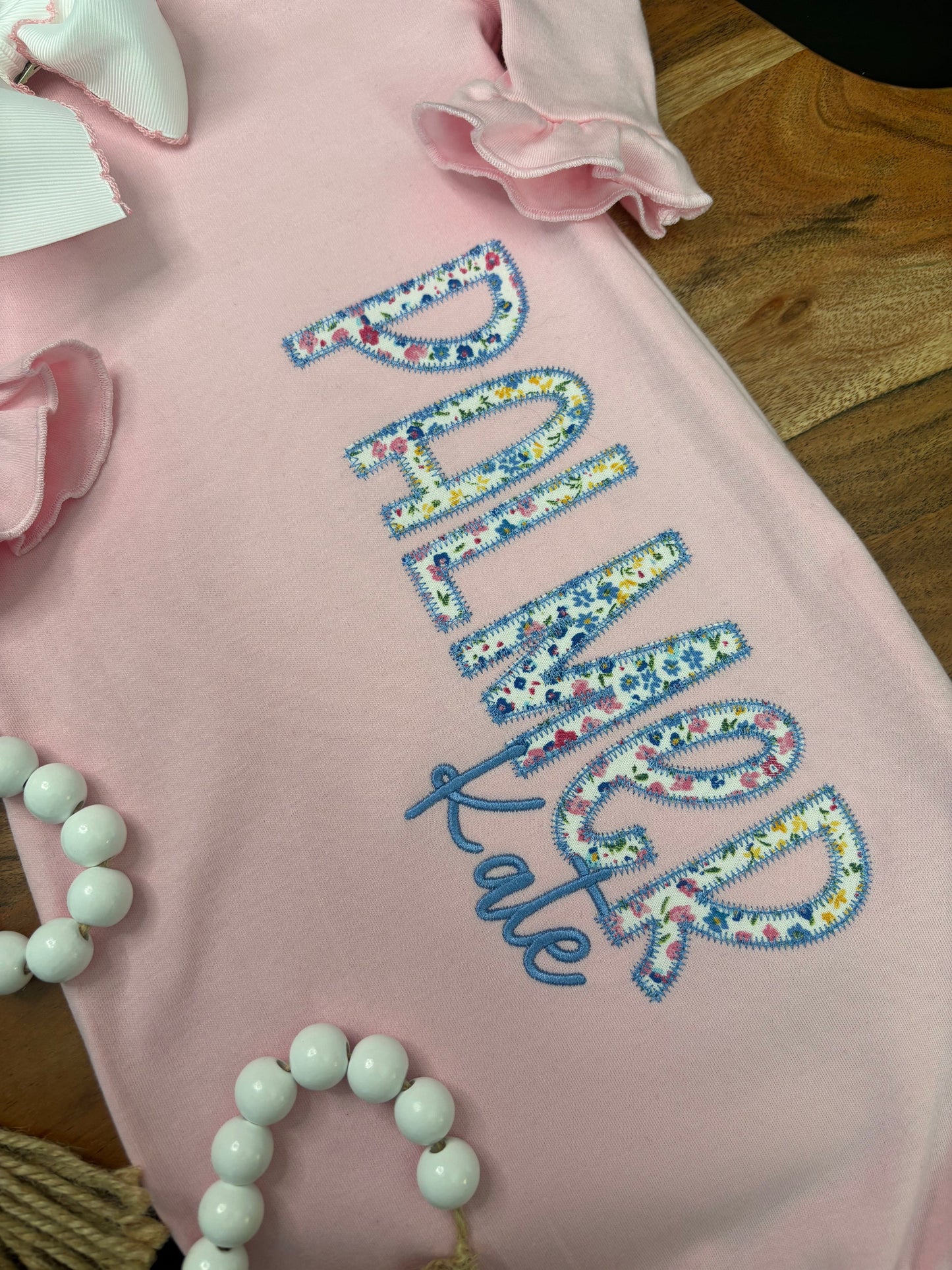 Personalized Baby Girl Gown with Appliqué Name – A Sweet Southern Coming Home Outfit