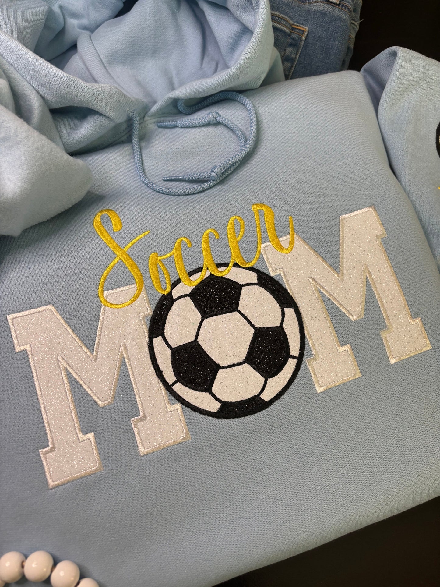 Glitter Appliqué Soccer Mom Sweatshirt - ANY COLOR