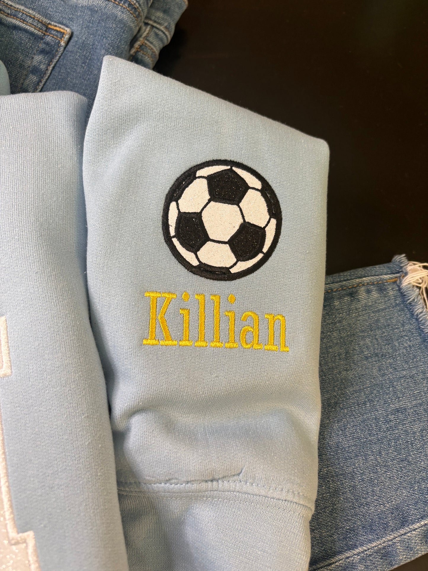 Glitter Appliqué Soccer Mom Sweatshirt - ANY COLOR