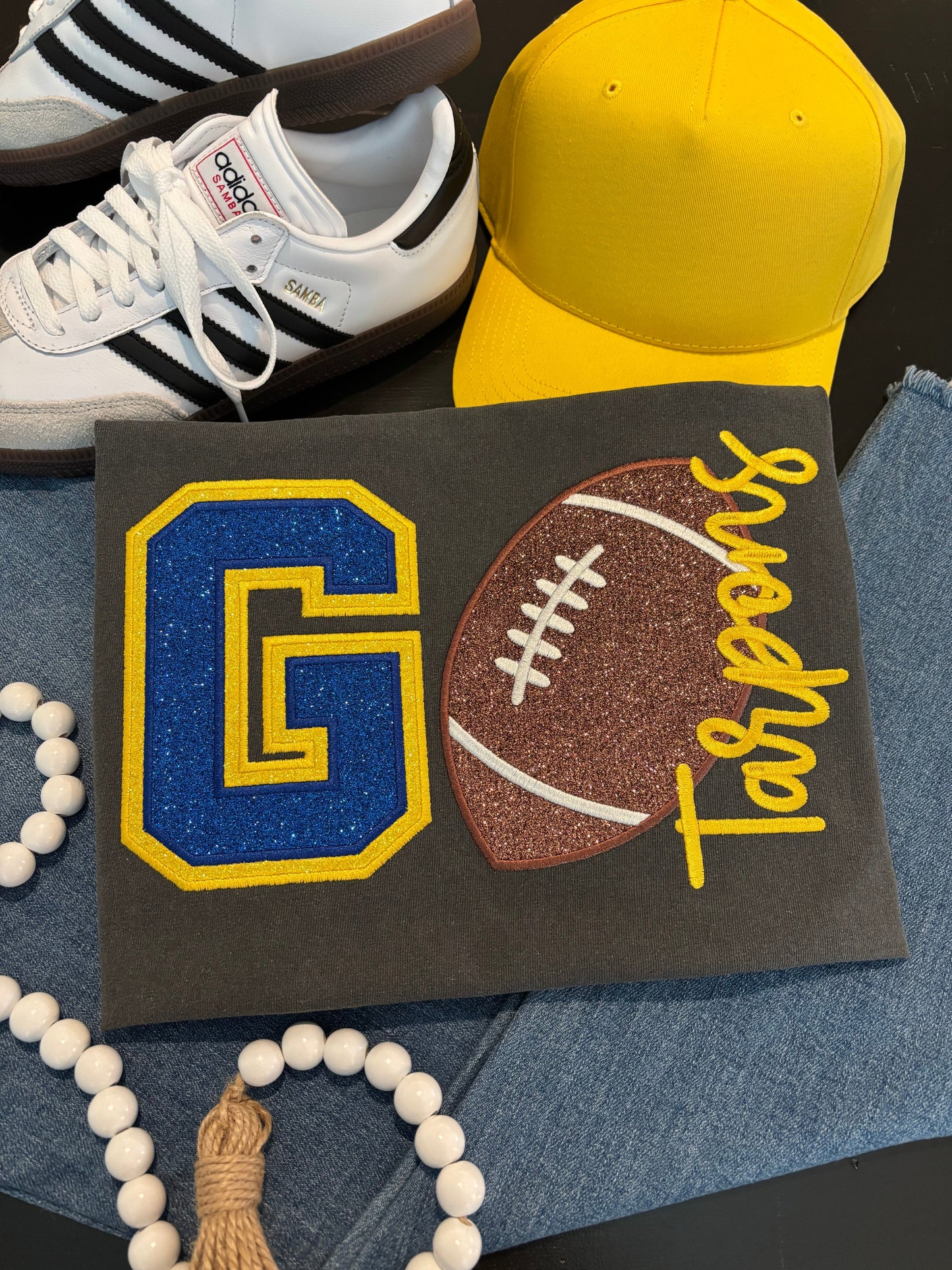 Custom Friday Night Lights Glitter Appliqué Sweatshirt - ANY TEAM - ANY COLOR