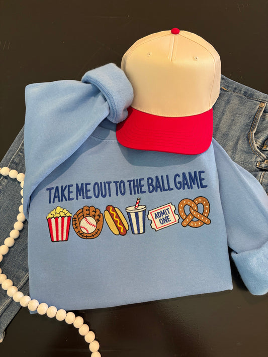 Take Me Out to the Ball Game Embroidered Sweatshirt