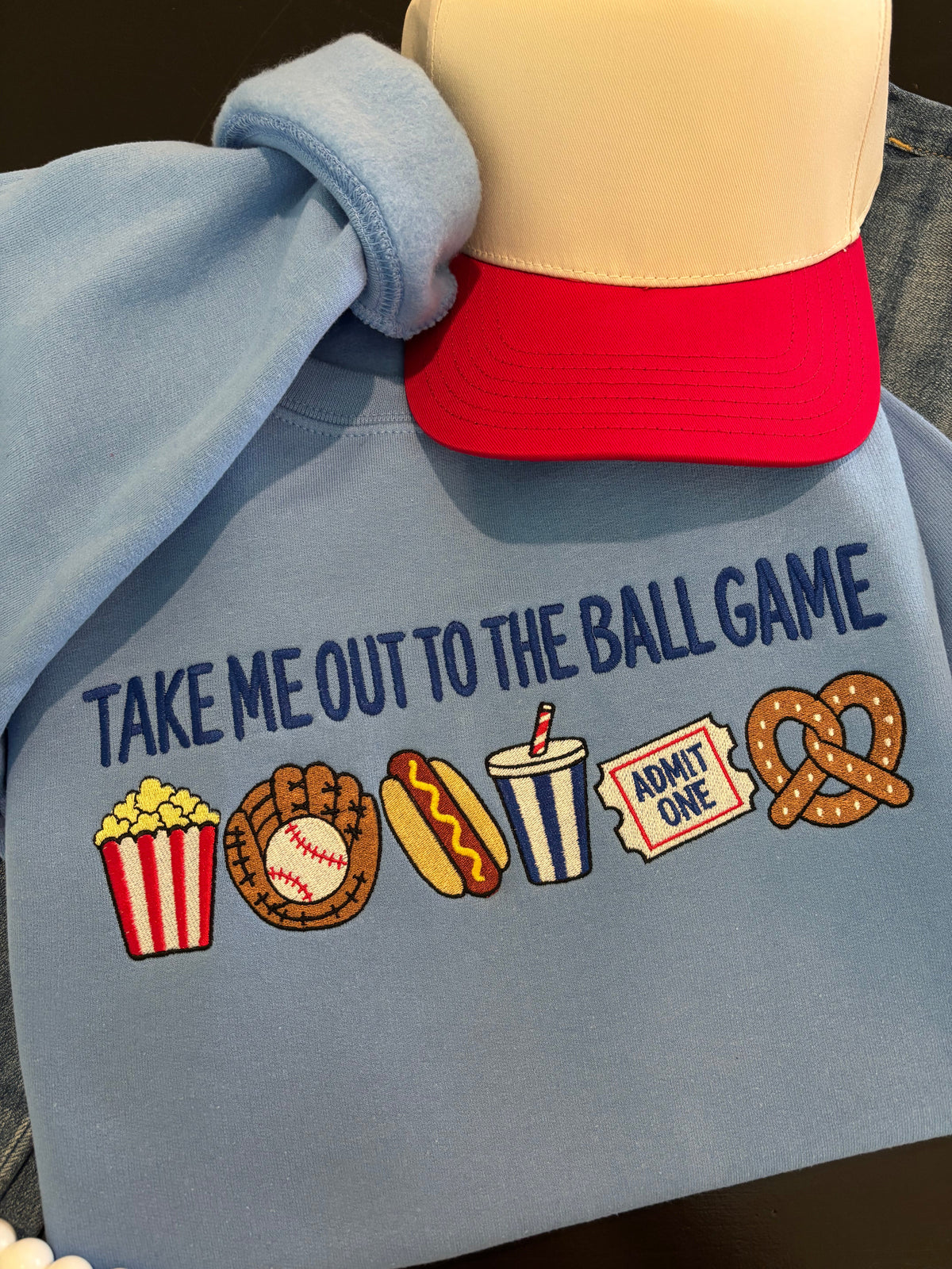 Take Me Out to the Ball Game Embroidered Sweatshirt