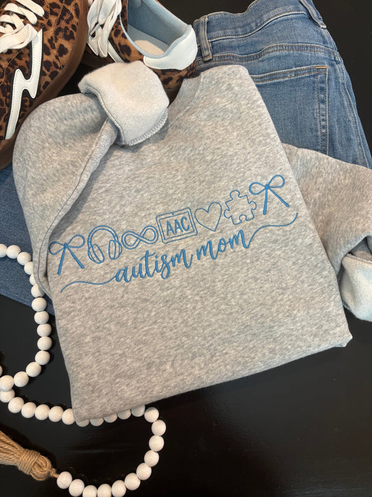 Autism Mom Embroidered Icon Sweatshirt - ANY COLOR