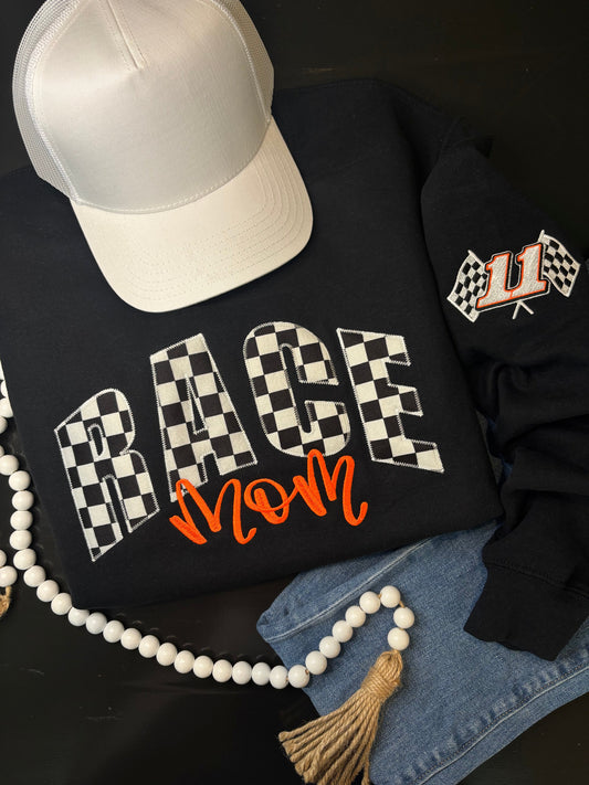 Custom Race Mom Applique Sweatshirt - ANY COLOR