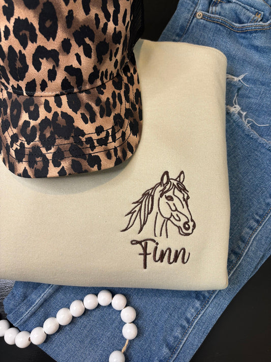 Custom Horse Embroidered Sweatshirt – ANY COLOR