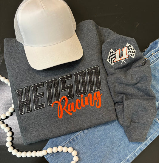 Custom Race Team Applique Sweatshirt - ANY COLOR