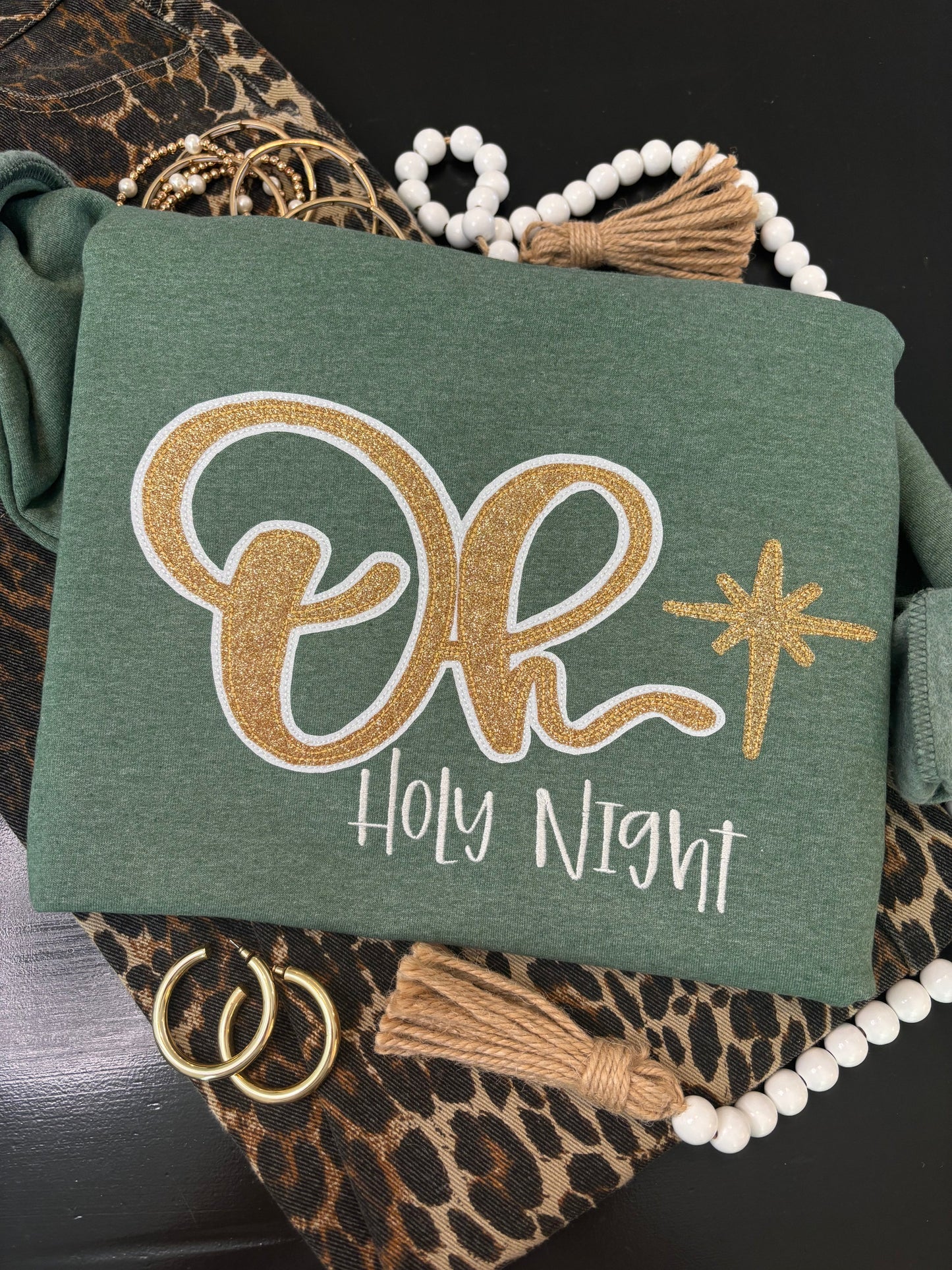 Oh, Holy Night – Appliqué Christmas Sweatshirt