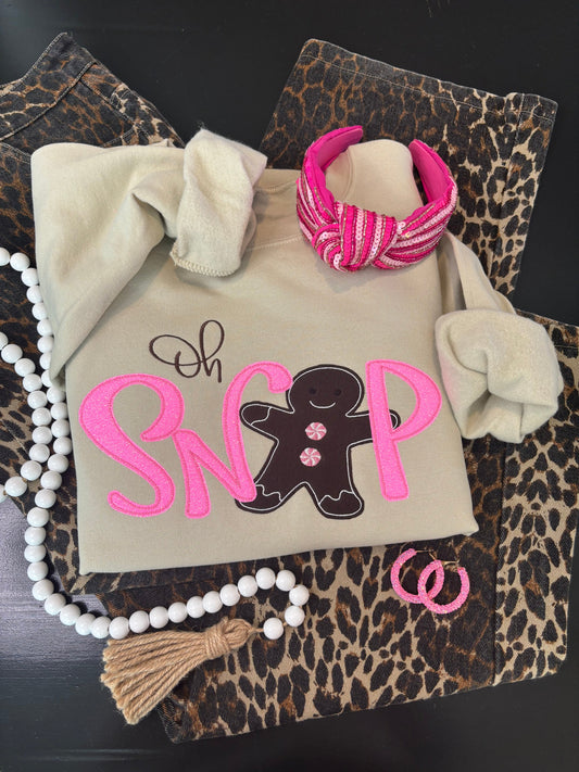 Oh Snap – Bean Stitch Christmas Appliqué Sweatshirt