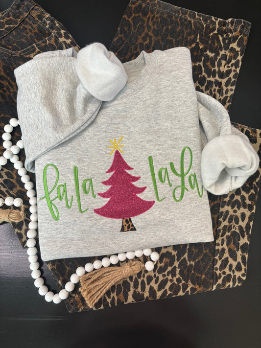 Fa La La La – Bean Stitch Christmas Appliqué Sweatshirt