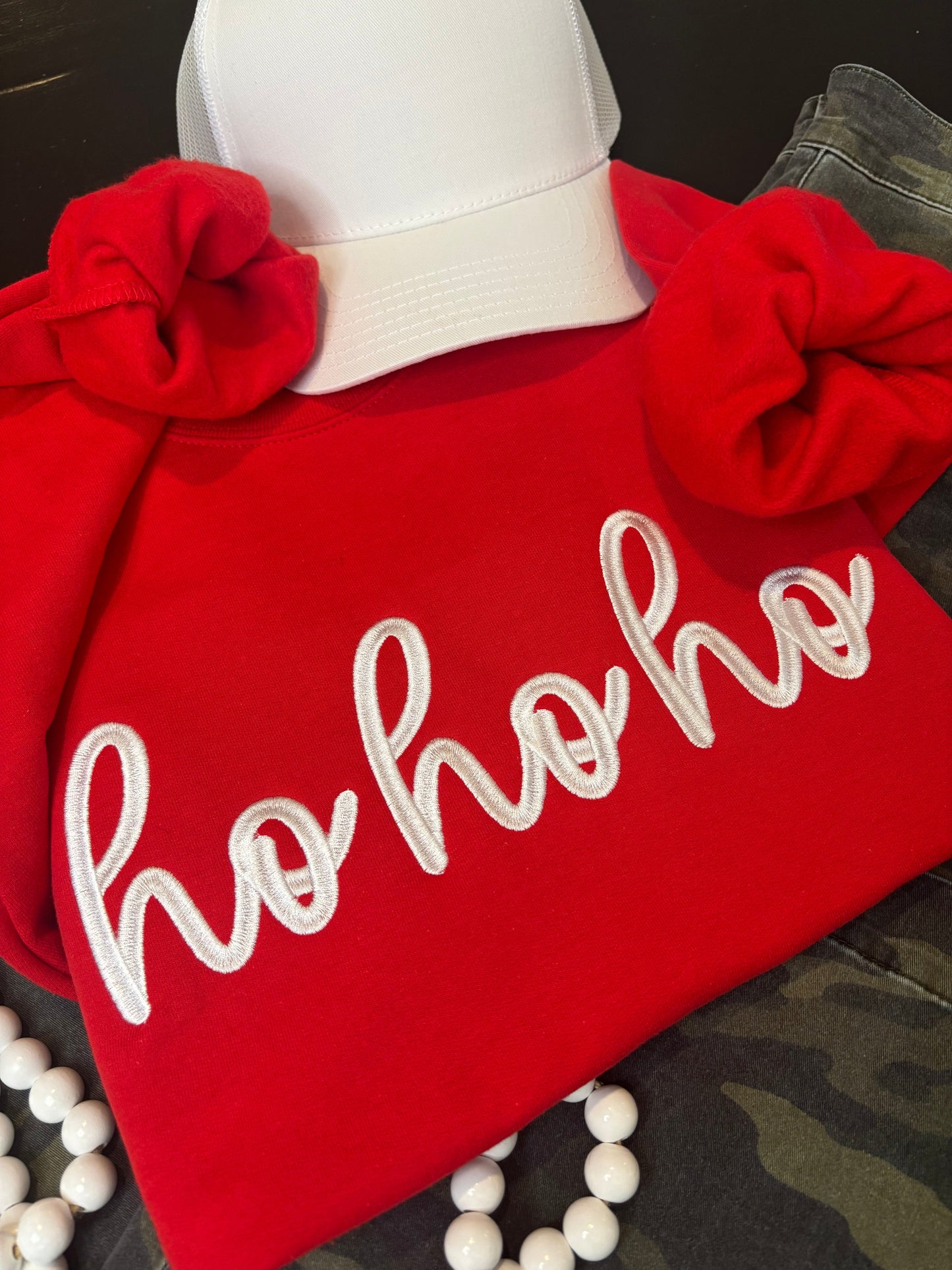 Ho Ho Ho Embroidered Christmas Sweatshirt - ANY COLOR