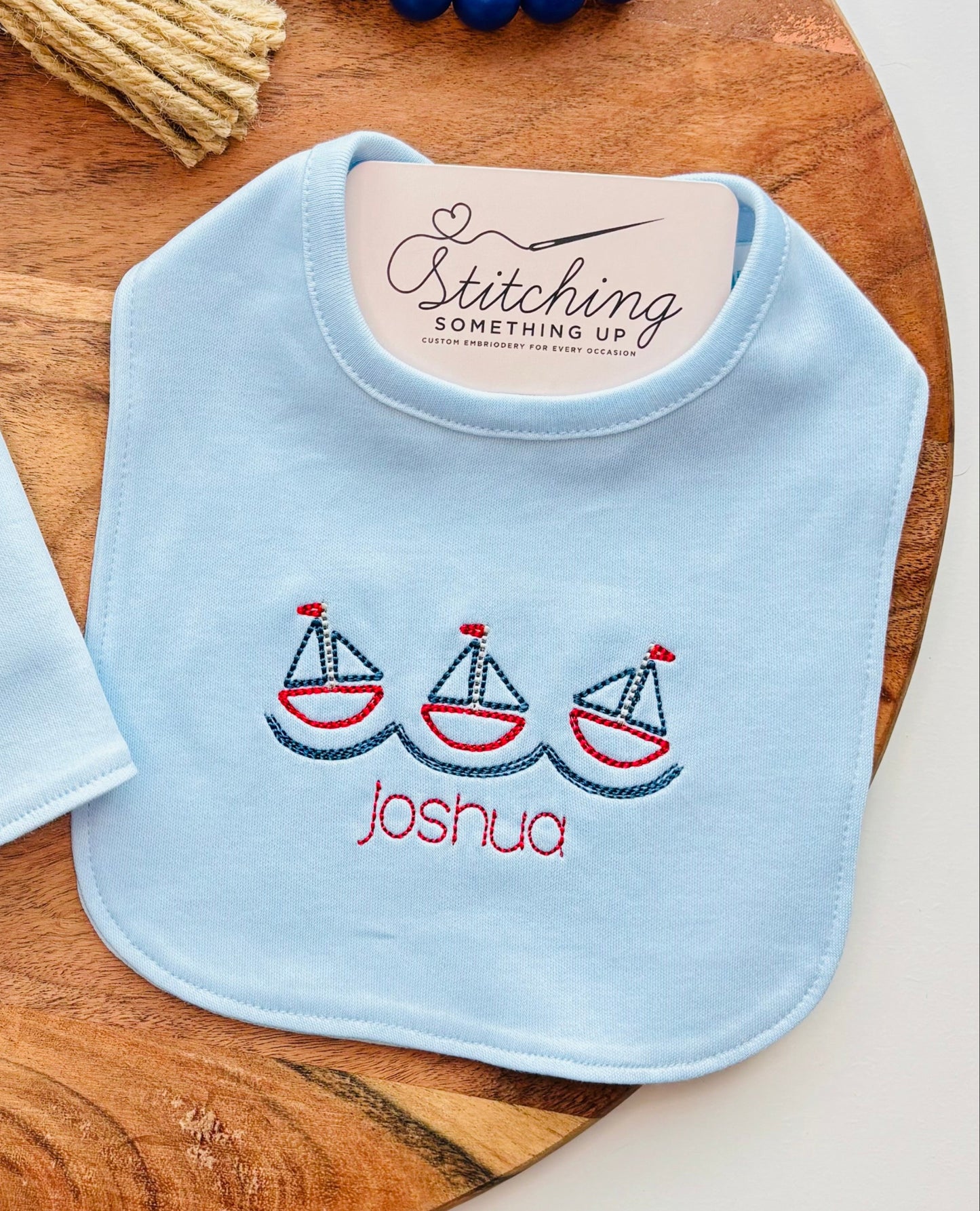 Personalized Baby Boy Burp Cloth & Bib Set