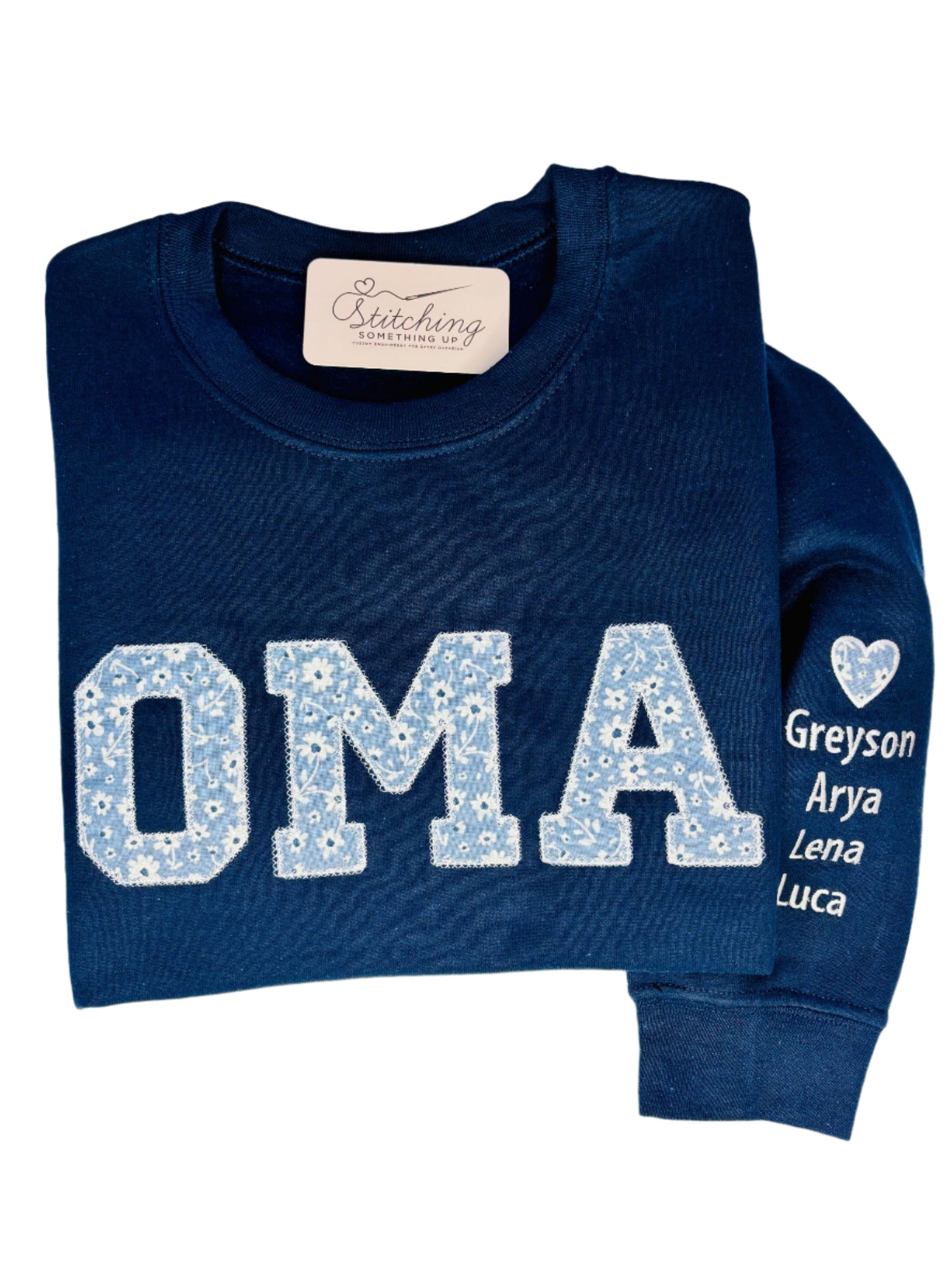 Custom Grandparent Applique Sweatshirt with Sleeve Detail
