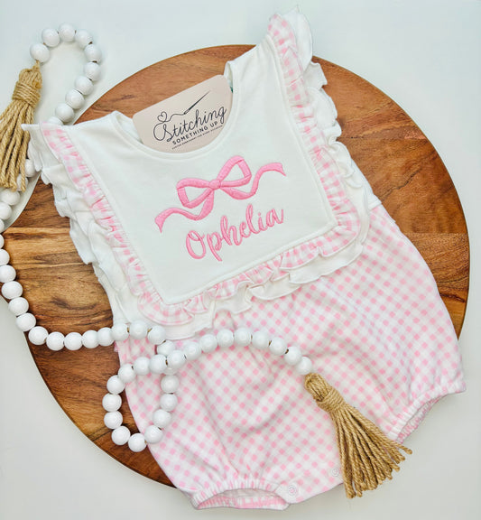 Personalized Ruffled Gingham Romper