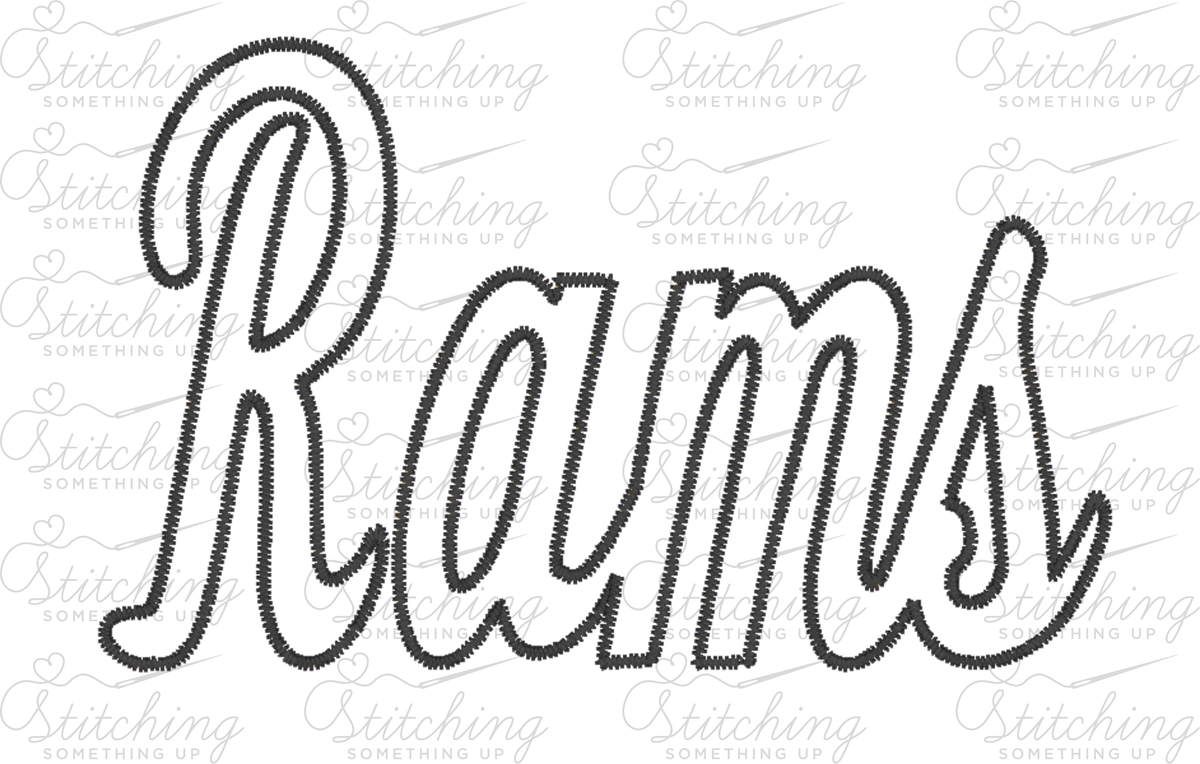 Rams Script Zig-Zag Appliqué Embroidery Design – Digital Download