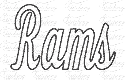 Rams Script Zig-Zag Appliqué Embroidery Design – Digital Download
