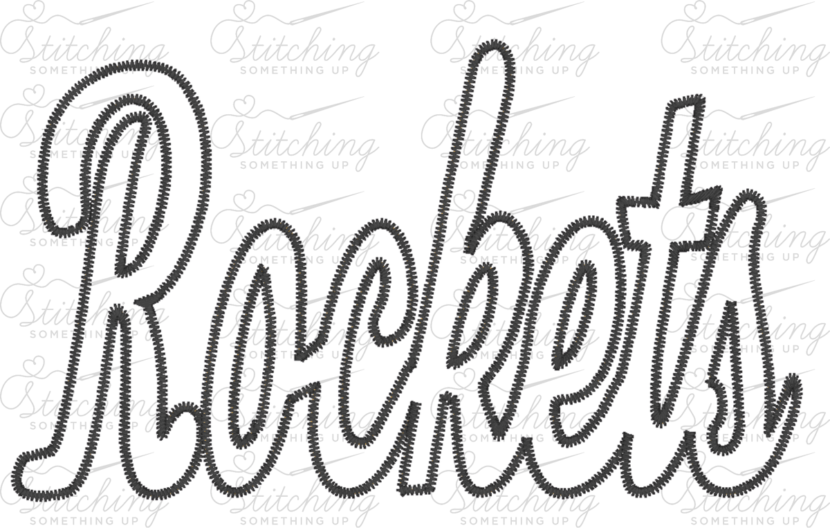 Rockets Script Zig-Zag Appliqué Embroidery Design – Digital Download