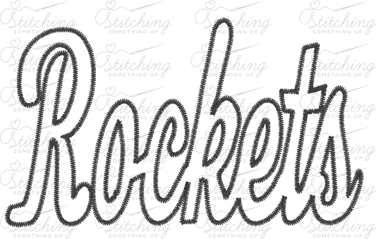 Rockets Script Zig-Zag Appliqué Embroidery Design – Digital Download
