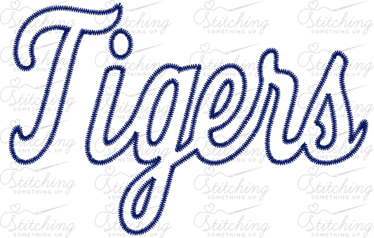 Tigers Script Zig-Zag Appliqué Embroidery Design – Digital Download
