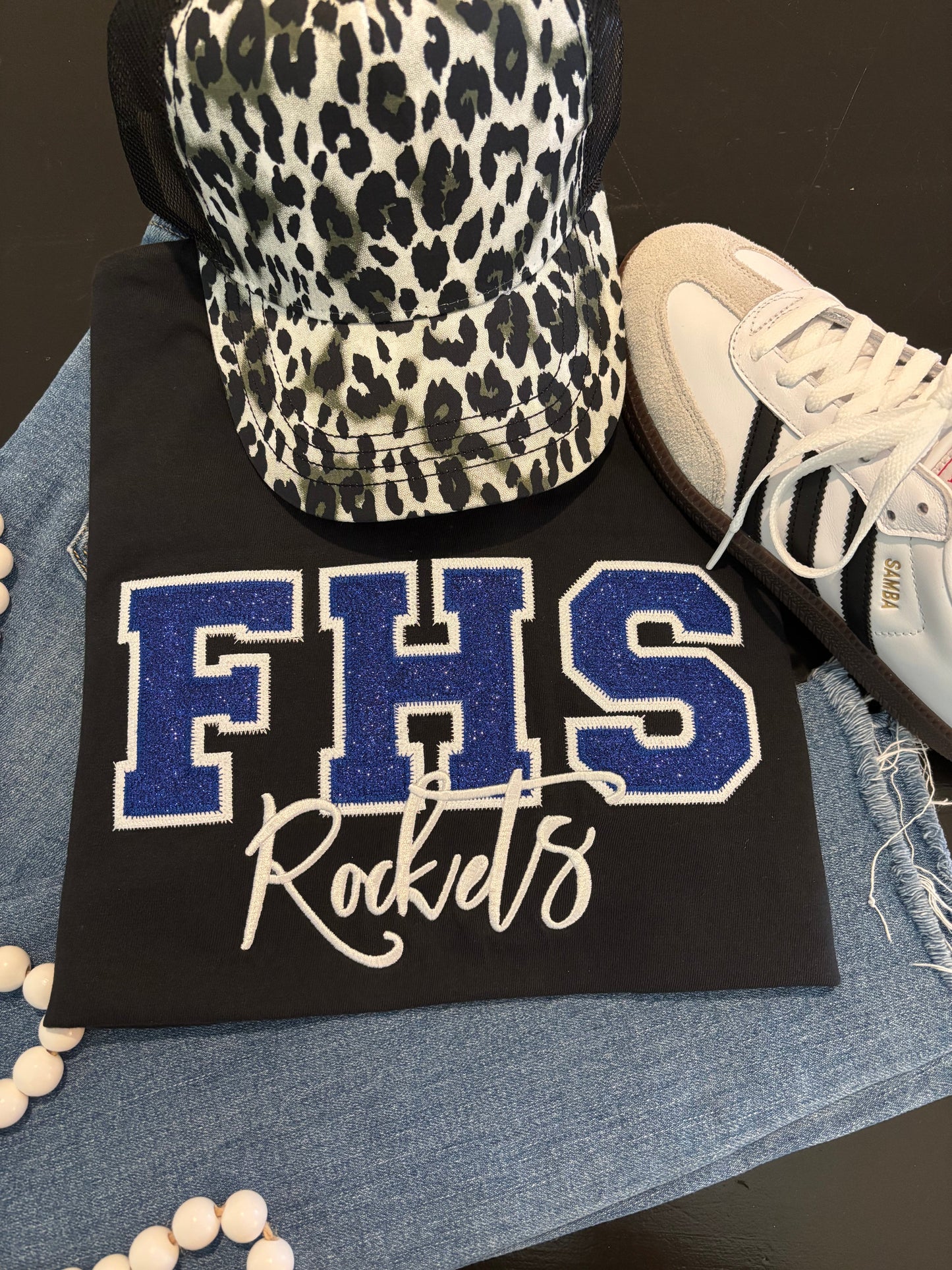 Custom Varsity Letter Glitter Appliqué Sweatshirt - ANY TEAM - ANY COLOR