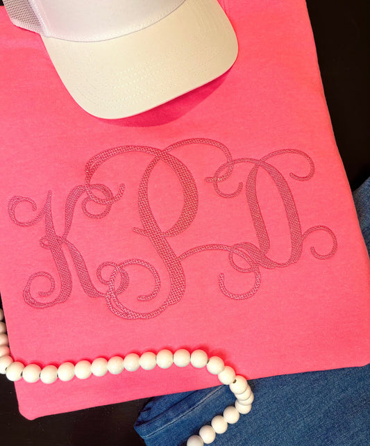 Monogrammed Monochromatic Sweatshirt – Pink on Pink