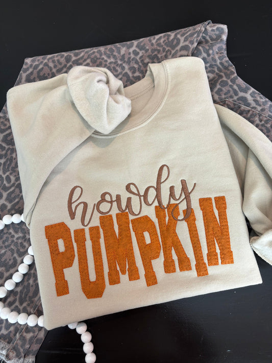 Howdy Pumpkin Appliqué Embroidered Sweatshirt