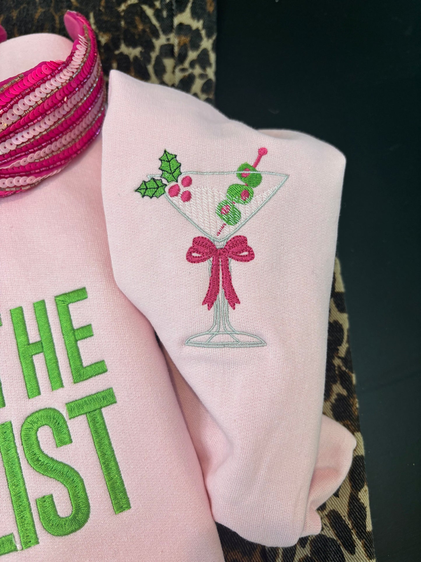 Cheers to the Naughty List – Festive Pink Christmas Sweatshirt